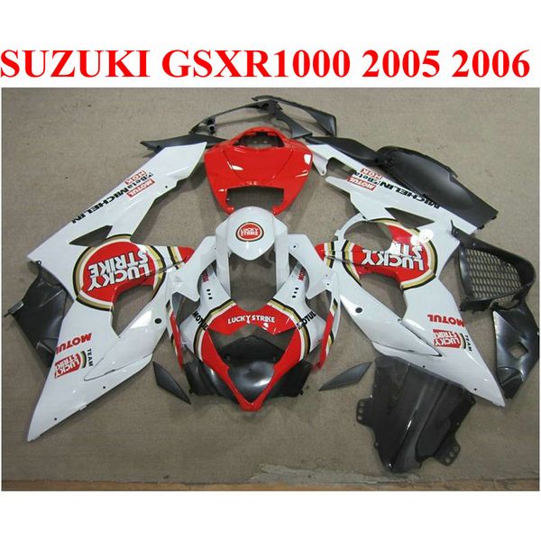 Conjunto de carenagem para SUZUKI 2005 2006 GSXR1000 K5 K6 vermelho branco LUCKY STRIKE 05 06 GSXR 1000 novo kit de carenagem TF75