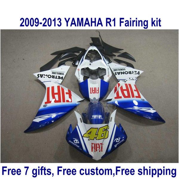 YAMAHA R1 2009-2013 için 7 ücretsiz hediyeler kaporta kiti beyaz siyah mavi fairings seti YZF R1 09 10 11 12 13 HA57