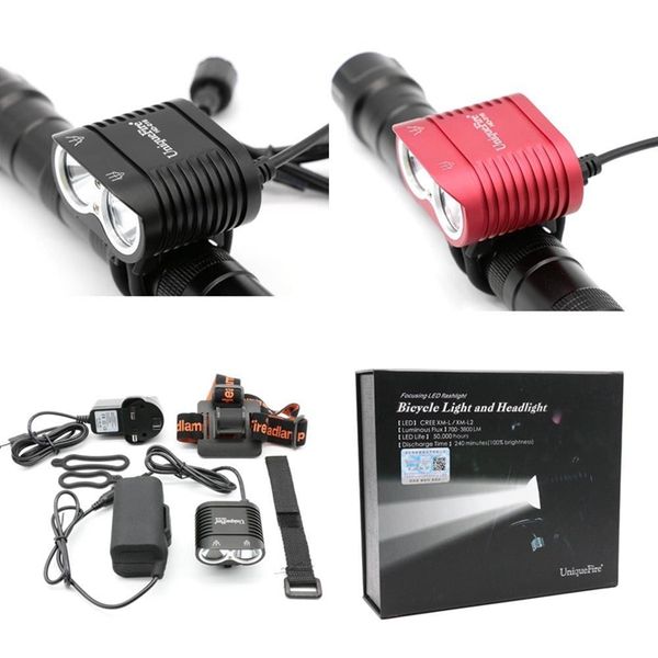 

uniquefire bicycle light 5000-lumens 3-modes bike light headlight head lamp and 8.4v 8800mah waterproof battery pack & charger