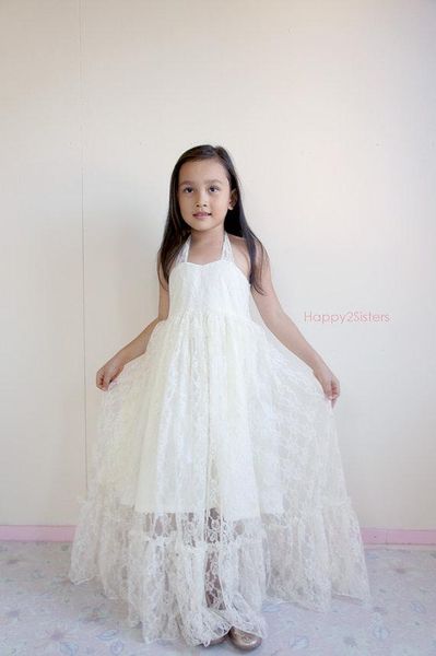 Lace Flower Girl Dress Gilrs Maxi Dress Rustic Flower Girl Dress