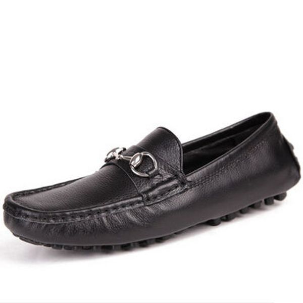 

US Size 6 -12 GENUINE Leather SLIP-ON Loafer Black White driving mens shoes
