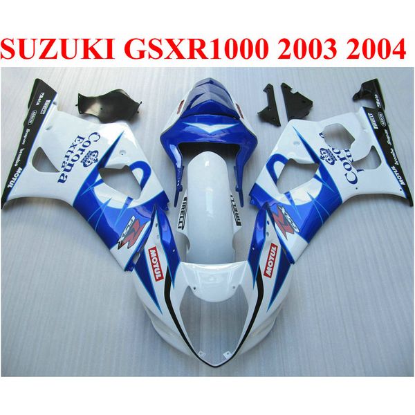 Kit de carenagem ABS de alta qualidade para SUZUKI GSXR 1000 K3 k4 2003 2004 GSX-R1000 03 04 Carenagem de corona azul branco conjunto BP51