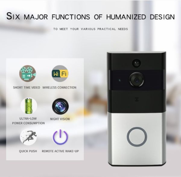 Sonnettes vidéo intelligentes électroniques sans Fil WiFi Sonnettes dinterphone visuelles sécurisées Carillons et sonnettes 