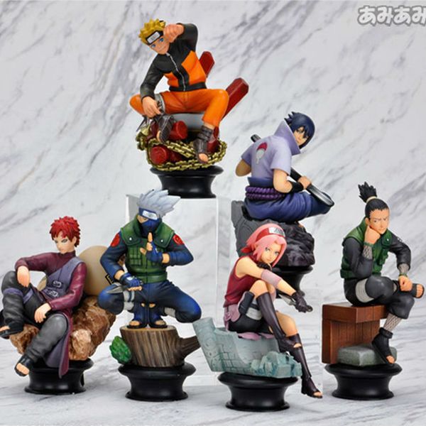 

naruto action figure doll sasuke gaara shikamaru kakashi sakura naruto anime toys collection for boys 6 pcs / set