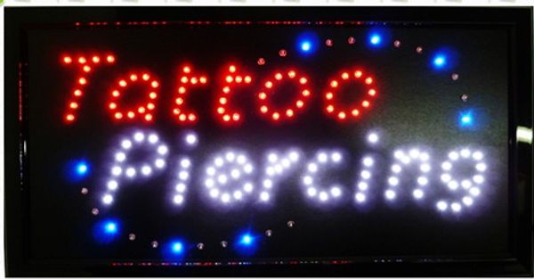 LED-Leuchtreklame 25cmx48cm LED-Lichtzeichen 10x19 Zoll LED Tattoo Piercing SIGN BIlLLBOARD semi-outdoor