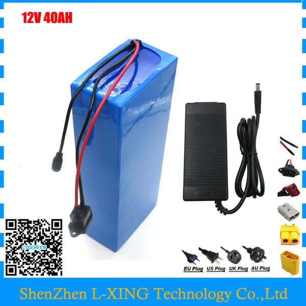 

customs fee 350w 12v 40ah battery 12 v 40000mah lithium ion battery for 12v 3s rechargeable battery 12.6v 5a charger