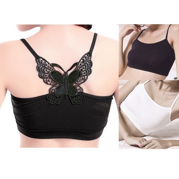 

wholesale-women backless bowknot sport cropped strap tank modal cotton vest, White