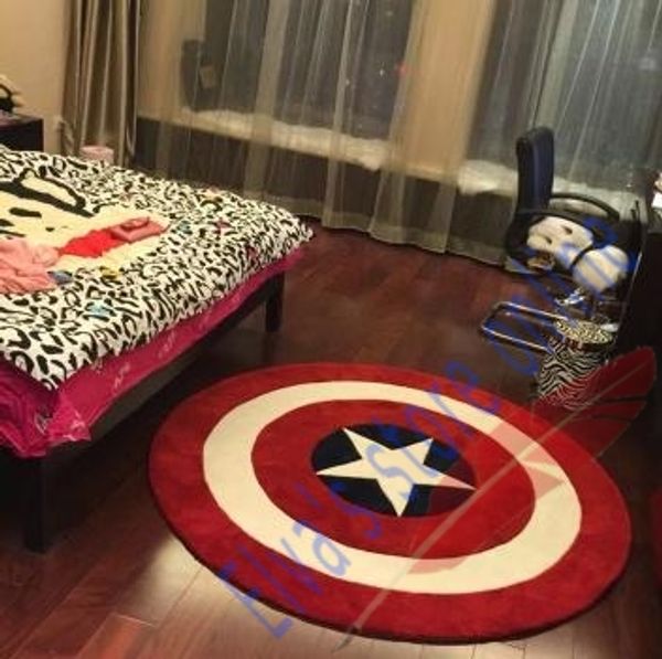 

90cm Captain America Shield Carpet Cartoon Circle Handmade Living Room Parra Прихожая Ванная коврики Коврики Подушка