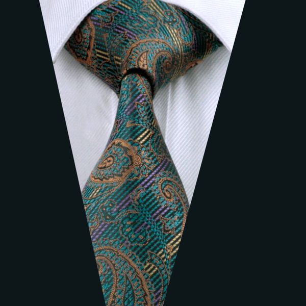 

business green paisely necktie silk jacquard woven mens tie 8.5cm width formal work meeting wedding d-0519, Blue;purple