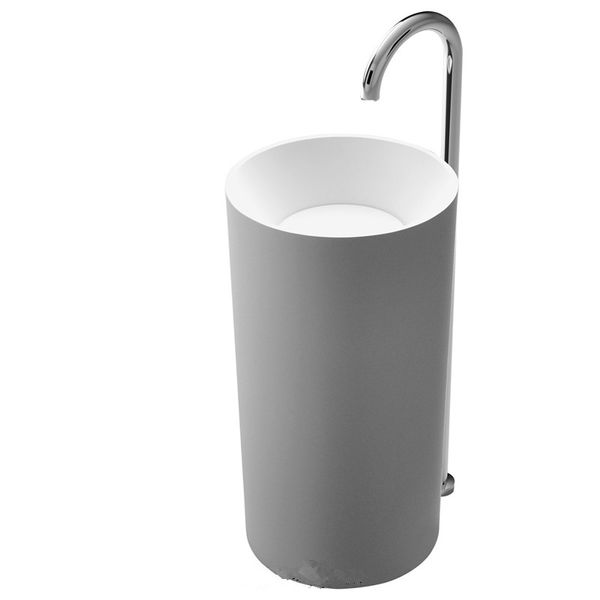 Bağımsız yıkama lavabo katı yüzey taş corian washbasin ploakroom yuvarlak kaide rs38151