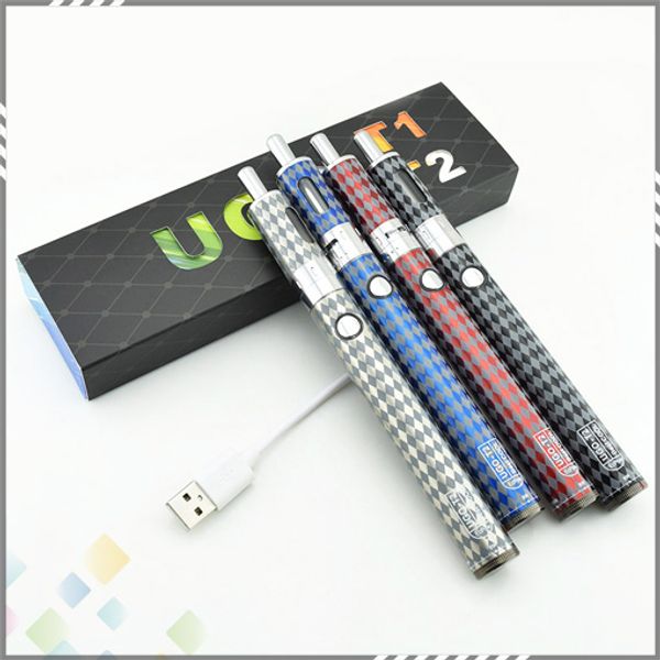 

Huge Vapor UGO T2 Kit Twist Adjustable Voltage UGO-T2 Top Filling Desig Airflow Control Tank Micro USB Charging E Cigarette Kits DHL Free
