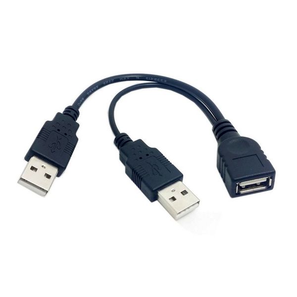 

10pcs/lot---dual 2 port usb 2.0 data + power a male to female y splitter adapter cable cord 15cm for portable hdd ssd enclosure