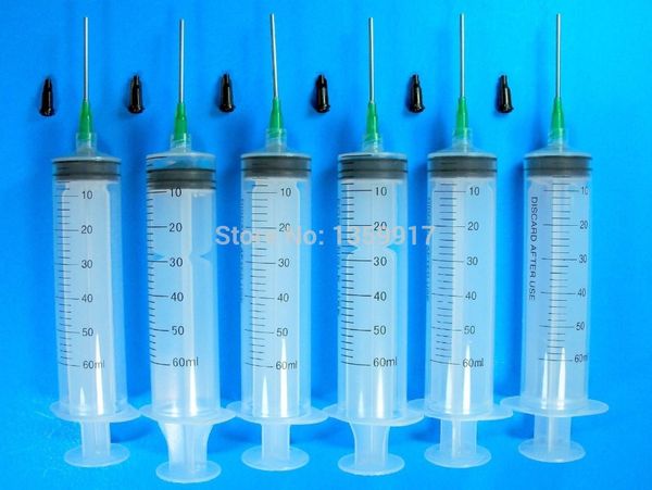 

60 ml luer lock syringe + 14g blunt end tips ing
