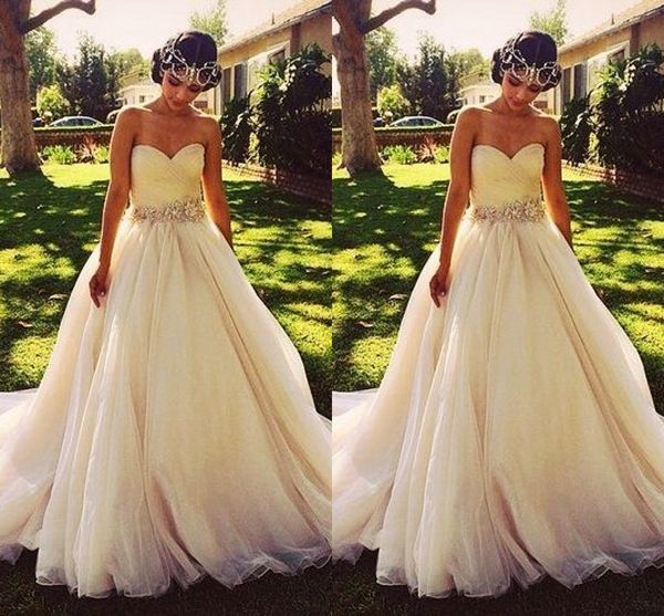 

классический кристалл бисером свадебные платья лето милая развертки поезд принцесса линия империи свадебные платья на заказ роскошные свадеб, White