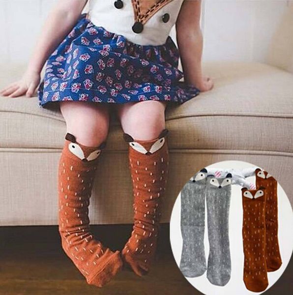 

kids fox socks leg warmers children knee high fox socks cartoon brand designer socks baby girl children kawaii sock for age 0-6 years, Pink;yellow