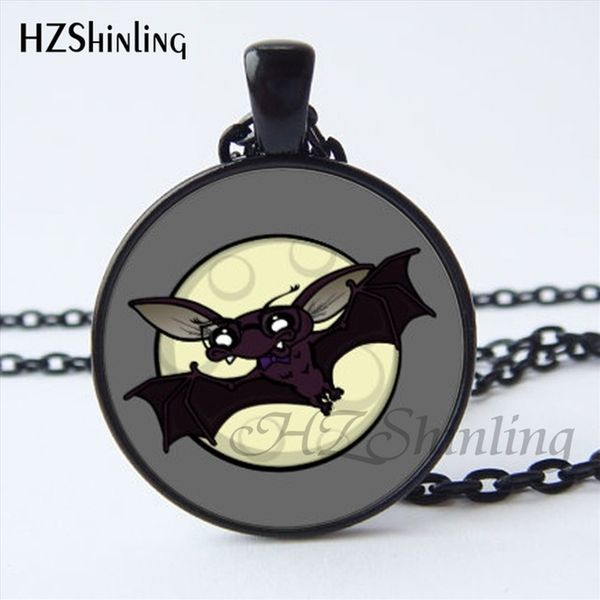 

new fashion little bat pendant necklace cute cartoon halloween bat jewelry glass dome animal necklace hz1, Silver