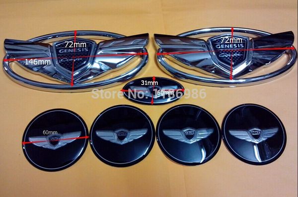 7 teile/satz Marke Neue Silber Flügel Abzeichen Emblem 3D aufkleber Für Hyundai Genesis Coupe/auto embleme/Exterieur Zubehör