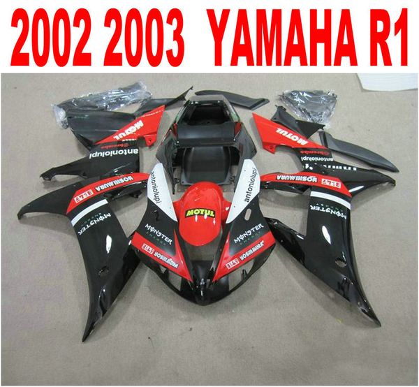 Spritzguss frei anpassen Verkleidung Kit für YAMAHA Verkleidungen YZF-R1 2002 2003 rot schwarz Karosserie-Set YZF R1 02 03 XQ2