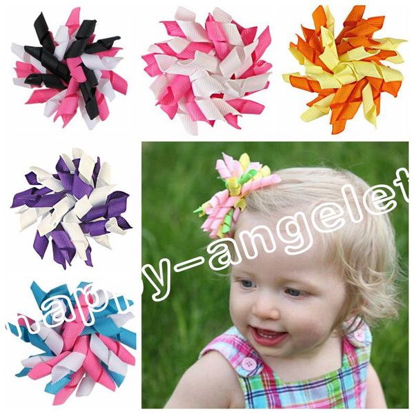 

girls grosgrain ribbon bows hair bows boutique korker bows hair clips children's corker ribbon hair clip 50pcs/lot pd007, Slivery;white