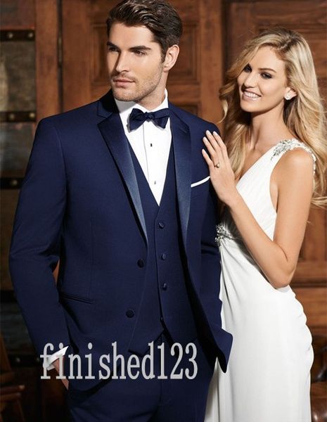 

custom made two button royal blue groom tuxedos notch lapel groomsmen man wedding prom dinner suits (jacket+pants+vest+tie) g5166, Black;gray