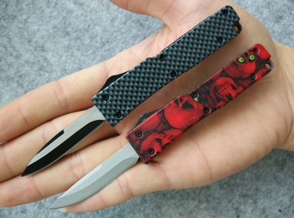 

5 styles Cncostco Mini Double action auto Tactical knife 440 stainless steel Single blade Plain Pocket knife knives Red skull / Gray