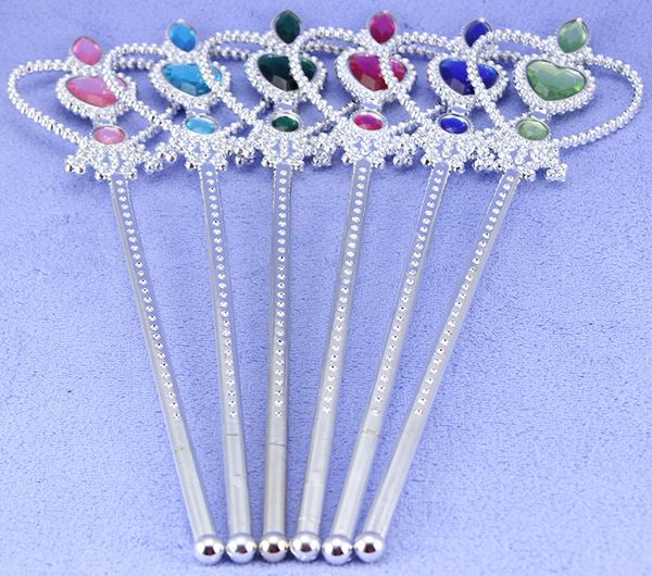 

wholesale 9 colors mixed girls princess plastic magic wand sticks headband christmas party accessories ing, Slivery;white