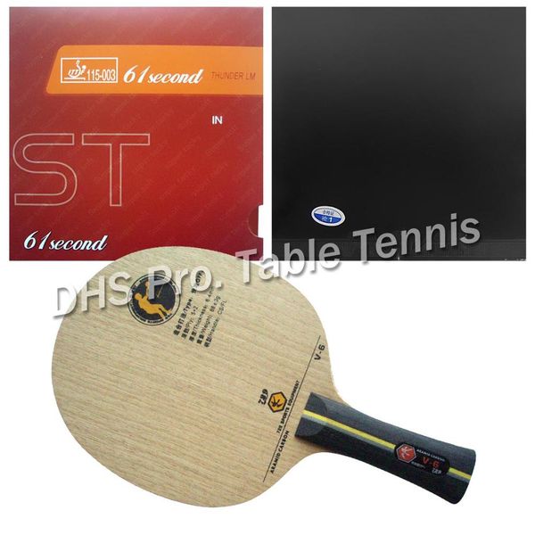 

wholesale- pro table tennis combo paddle racket ritc729 v-6 with super fx and 61second lm st long shakehand fl