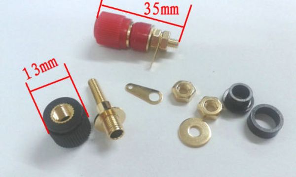 50 Stück vergoldete Polklemmen-Lautsprecherklemmen aus Messing für 4-mm-Bananenstecker