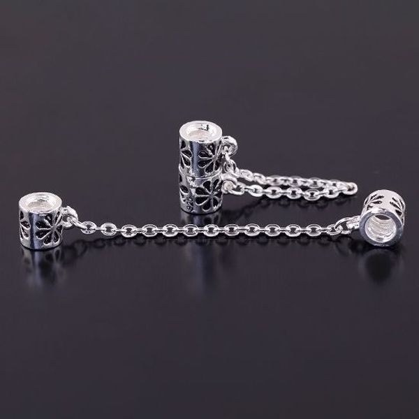 

50PCS/LOT Safety Chain Stopper Connector Beads Chains Fit Charm Bracelet For European Snake Chain Jewelry Findings