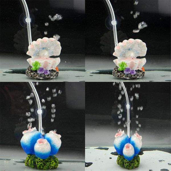 

small aquarium volcano decoration coral pearl shell ornament fish tank air pump oxygen air bubbles stones decor