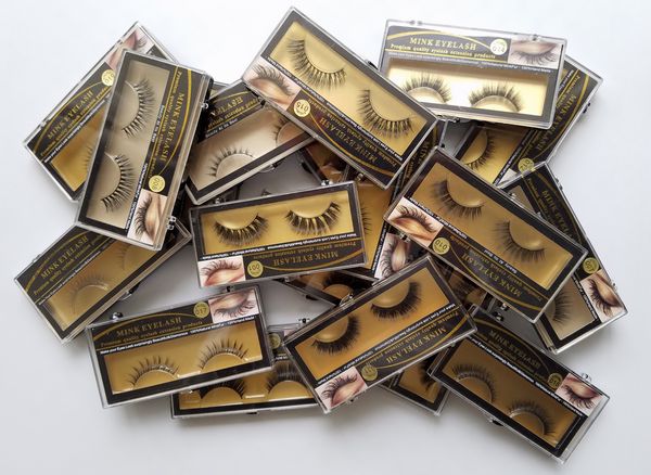 

1 pair 19 styles selectable dhl/ems fast shipping real mink hair fur eyelashes handmade natural soft crossing eye lashes