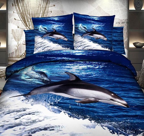 3d Blue Ocean Dolphin Bedding Sets Bedspread Duvet Cover Cal King