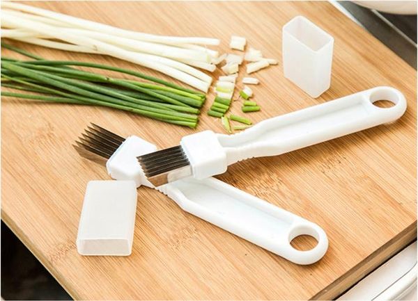 Taglierina per cipolle verdi Verdure Magia Tritatutto Affettatrice per scalogno in acciaio inossidabile Peeler Chopper Shredder Utensile per coltelli con impugnatura facile