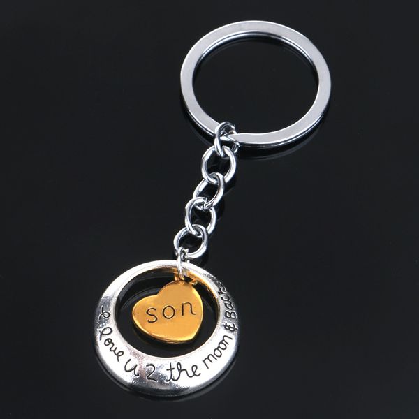 

circle heart key rings mom dad daughter sisther son famliy members keyring zinc alloy keychain jewelry gifts, Slivery;golden