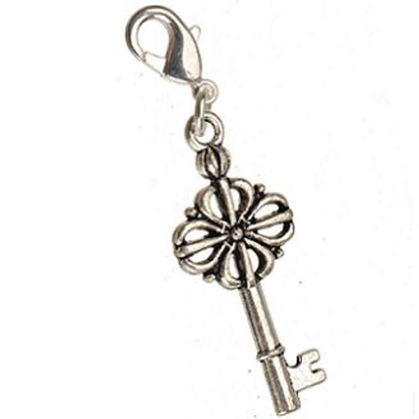 

diy charms with clasps bracelets necklaces pendant vintage silver metal slide keys crystal set fashion jewelry findings man woman new 100pcs, Bronze;silver