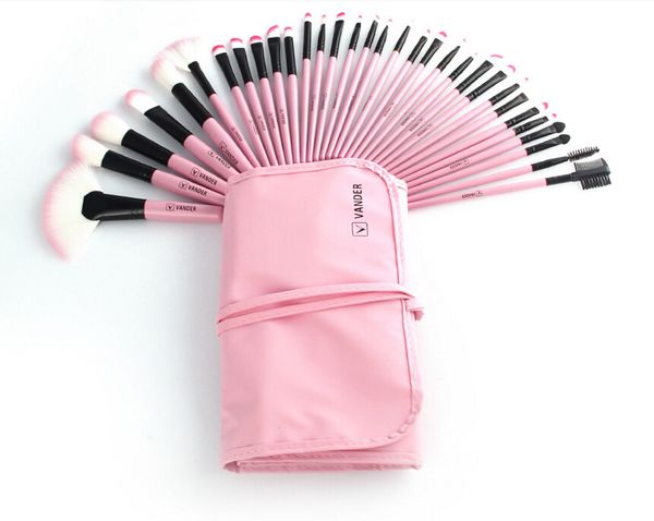 Set di pennelli per trucco professionale Pennello per cipria Pinceaux maquillage Kit di strumenti per cosmetici di bellezza Ombretto Borsa per pennelli per labbra 32 pezzi / set