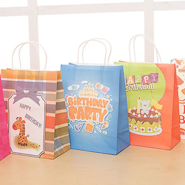 

Cartoon Color Birthday Gift Bag Happy Birthday Baby Paper Gift Wraps Festive Party Favors Discount SD939