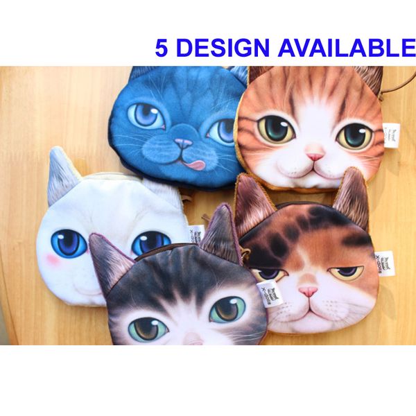 Novo Mini 3D Sacos De Gato Animal Rosto Bolsa Saco Da Moeda Das Meninas Dos Miúdos Carteira Maquiagem Bolsas Embreagem Bolsa Mais Cores Teclas Titular Do Telefone Sacos