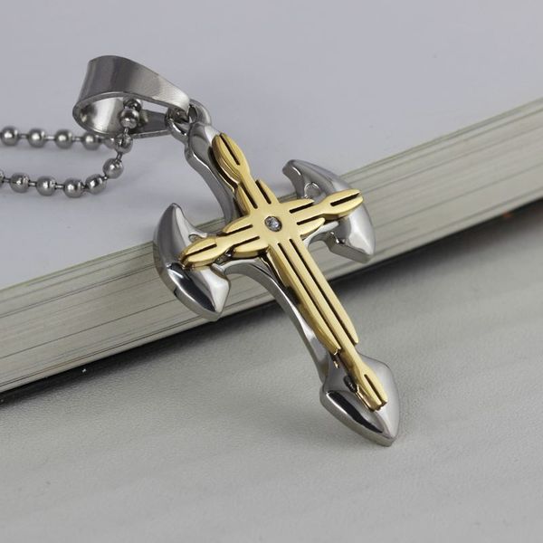 

vintage cross charms necklace pendant anchor stainless steel silver & gold jewelry