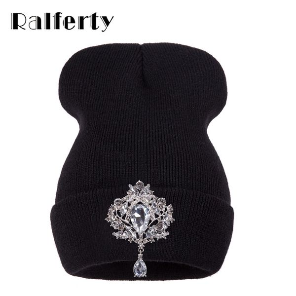 

wholesale- ralferty winter women's hats luxury crystal accessory headgear beanie hat for women caps female beanies bonnet femme gorros, Blue;gray