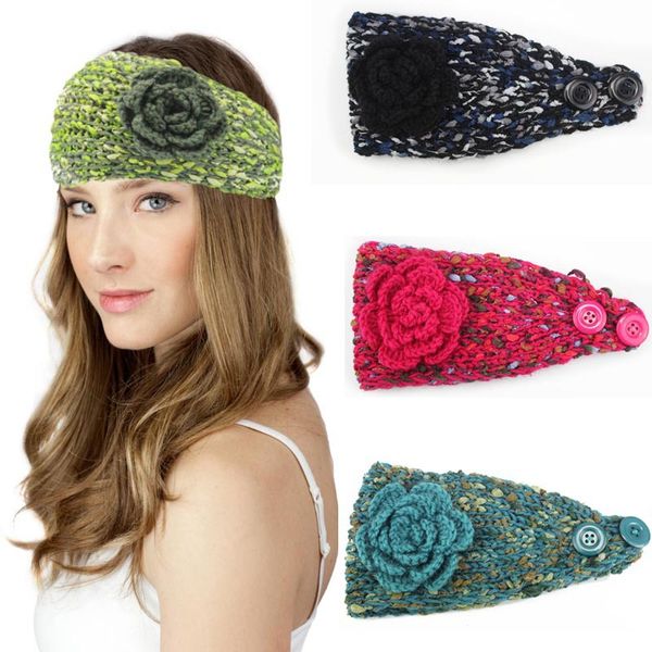 

women knitted headband with flower,crochet headband- handmade tenia/ can mixed quantity 9 colors, Silver