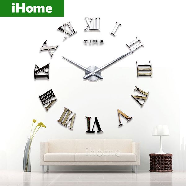 Living Room Diy Large Quartz Acrylic Mirror Wall Clock 3d Roman Living Room Diy Large Quartz Acrylic Mirror Wall Clock 3d Roman Numerals Design And Fashion Art