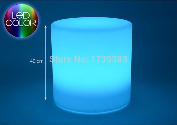 

wholesale-2pcs/lot light-emitting plastic chairs round stool rechargeable led valse furniture/bar stool cylindre lumineux led multicolore