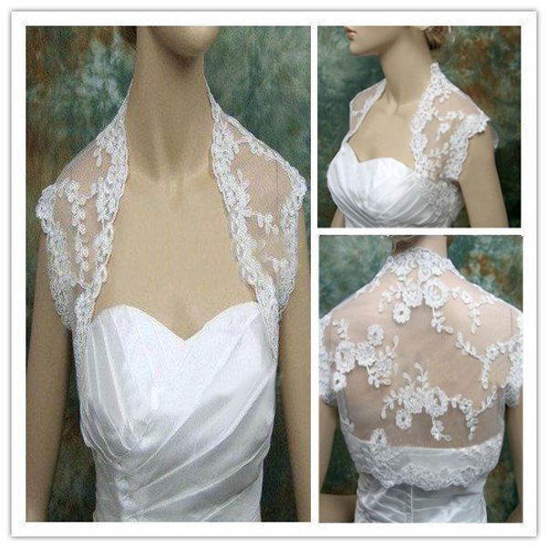 

new lace wedding wraps jackets bridal accessories white ivory us 2 4 6 8 10 12 14 16 18 in stock short bolero