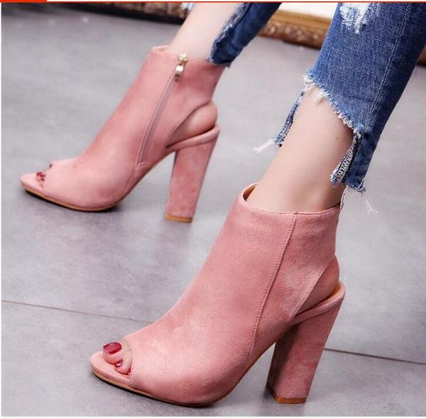 

Женщины Ботильоны Peep Toe Коренастый Каблук Сексуальный Peep Toe Высокие Каблуки Повсе