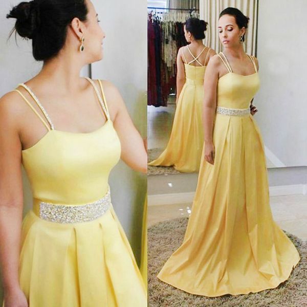 

весеннее платье выпускного вечера длинное вечернее платье из бисера ремни спагетти criss cross молния вверх желтые платья выпускного вечера, Black