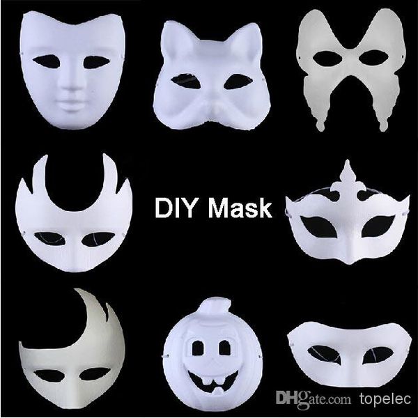 500 Stück beste DIY Maske handbemalt Halloween weiße Gesichtsmaske Zorro Krone Schmetterling leere Papiermaske Maskerade Party Cosplay Masken CW0298