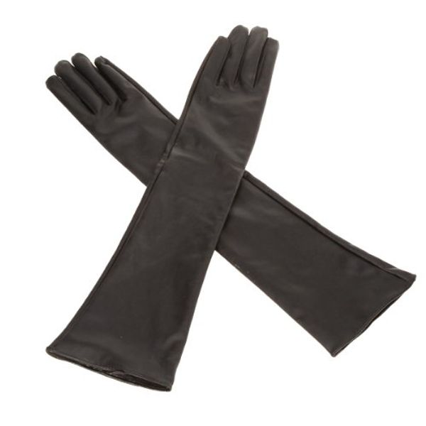 

wholesale- women'/ladies' long soft artificial leather gloves--black, Blue;gray