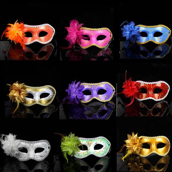 

Multi Colors Princess Party Mask Flower Decor Venetian Masquerade Ball Lady Mask Half Face Cosplay Props SD998