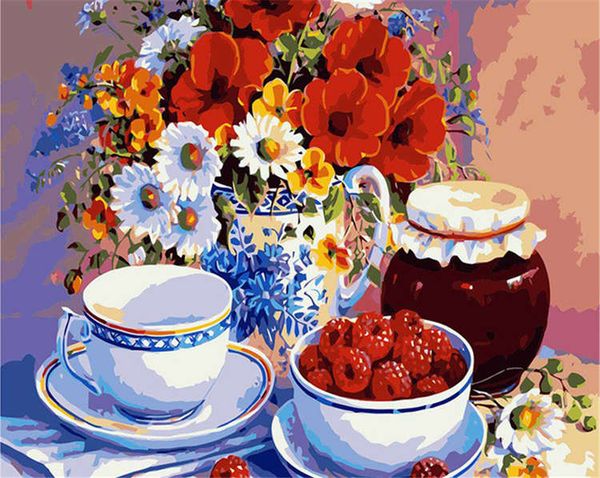 Acheter Peinture à Lhuile Bricolage Peinture Par Numéros Vase à Fleurs Dessin Avec Pinceaux Peinture Pour Adultes Enfants Niveau Débutant 16 X 20 De